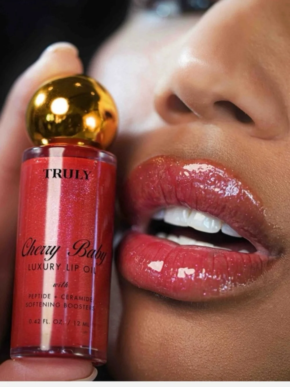 TRULY Cherry Baby Luxury Lip Oil - Cherry Red